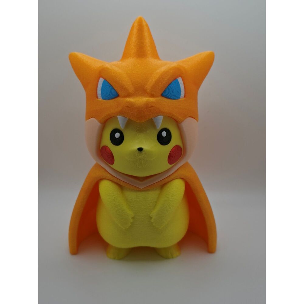 3D-Printed Charizard Poncho Pikachu Figure (~7 Inches)